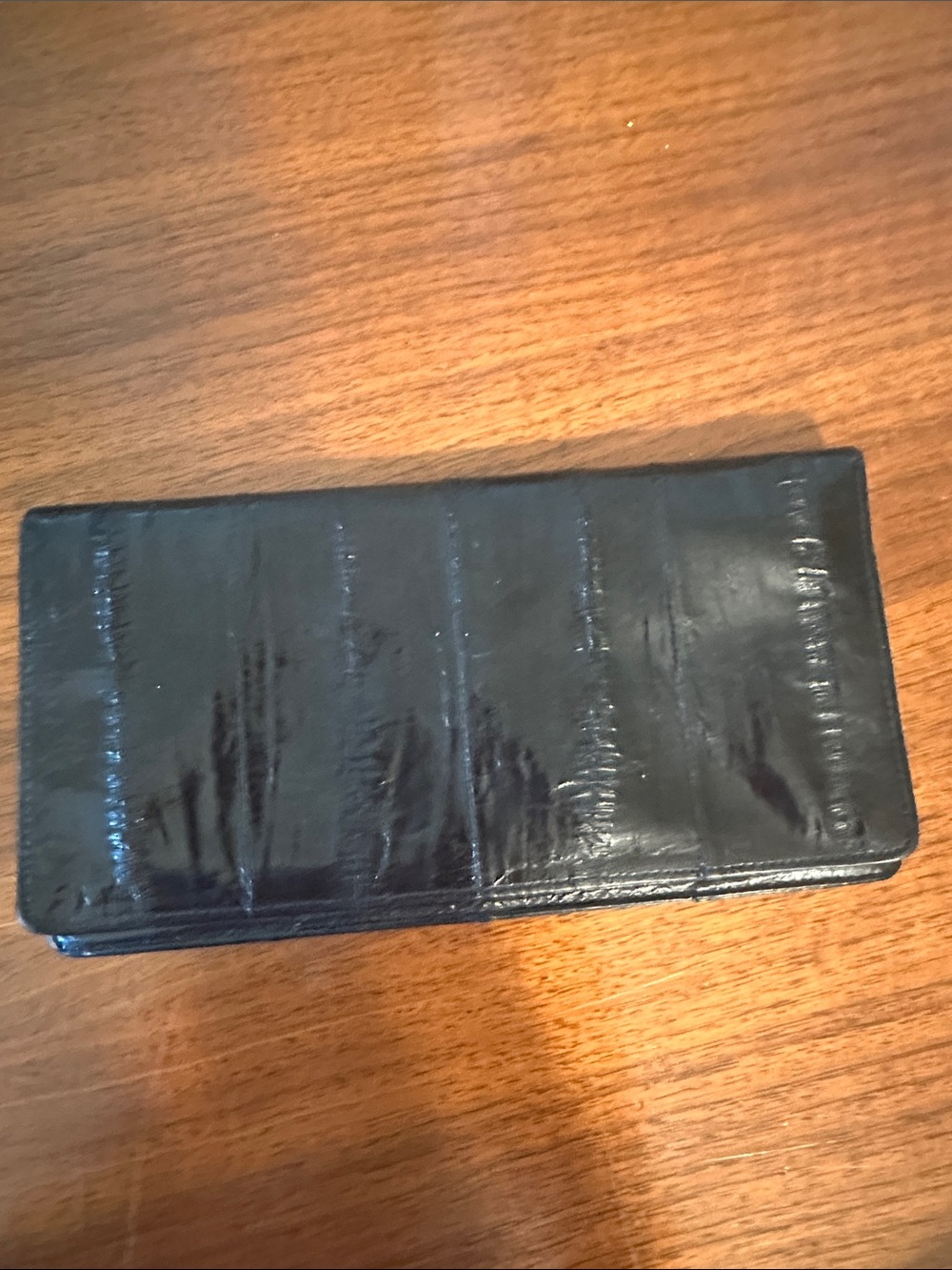 Vintage Black Eel Skin Long Wallet